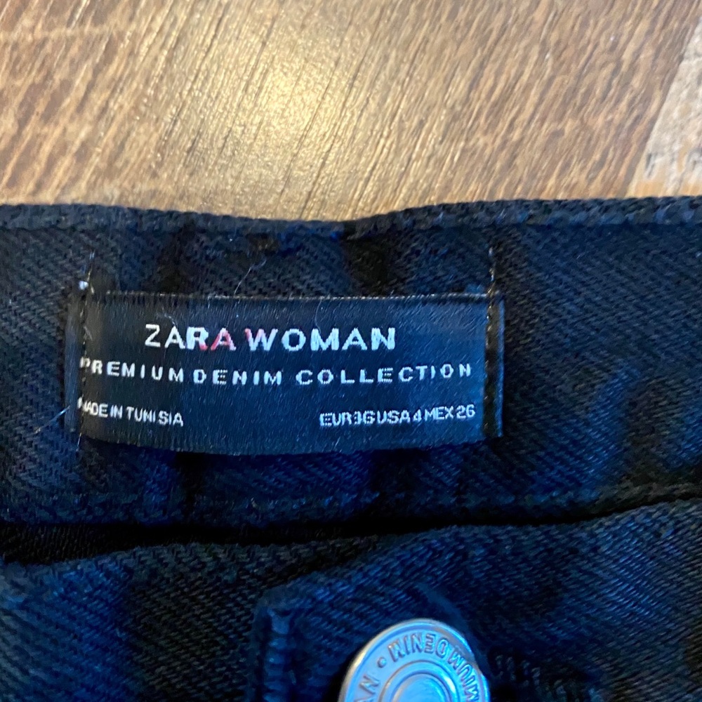 ZARA The Vintage High Waisted Black Fringe Jeans - Picture 8 of 10